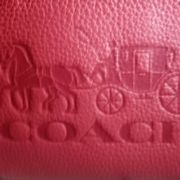 COACH Bag Poppy Vintage Mauve Zip Wristlet Horse C - Picture 2 of 7